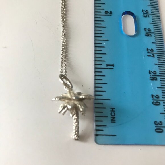 Tiffany Sterling Silver Palm Tree Pendant on 18" Sterling Silver Chain - Picture 2 of 3